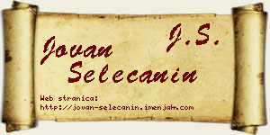 Jovan Selečanin vizit kartica